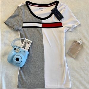 Tommy Hilfiger White and Grey T-Shirt